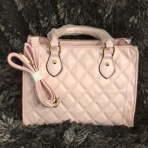 Pink Quilted Satchel with Removable Strap